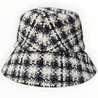 Chanel Black, White & Gray Tweed Bucket Hat with CC Logo