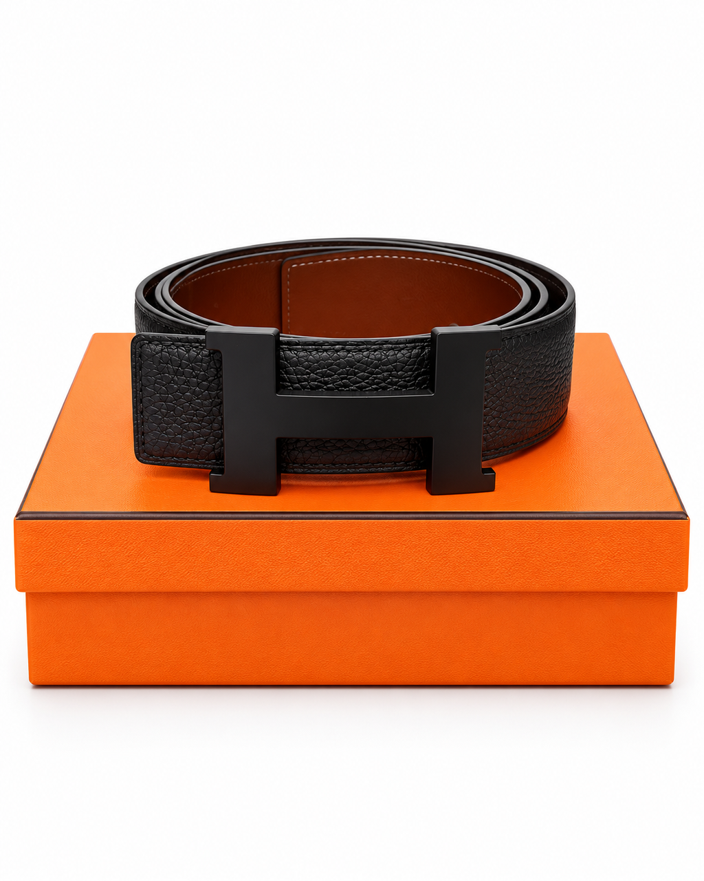 Hermès Reversible H Belt in Black Togo Leather with Matte Black Hardware – 90cm