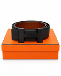 Hermès Reversible H Belt in Black Togo Leather with Matte Black Hardware – 90cm