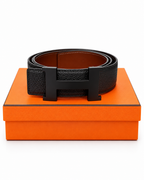 Hermès Reversible H Belt in Black Togo Leather with Matte Black Hardware – 90cm