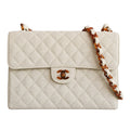 Vintage Chanel Quilted Linen Flap Bag with Tortoiseshell Resin Chain