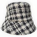 Chanel Black, White & Gray Tweed Bucket Hat with CC Logo