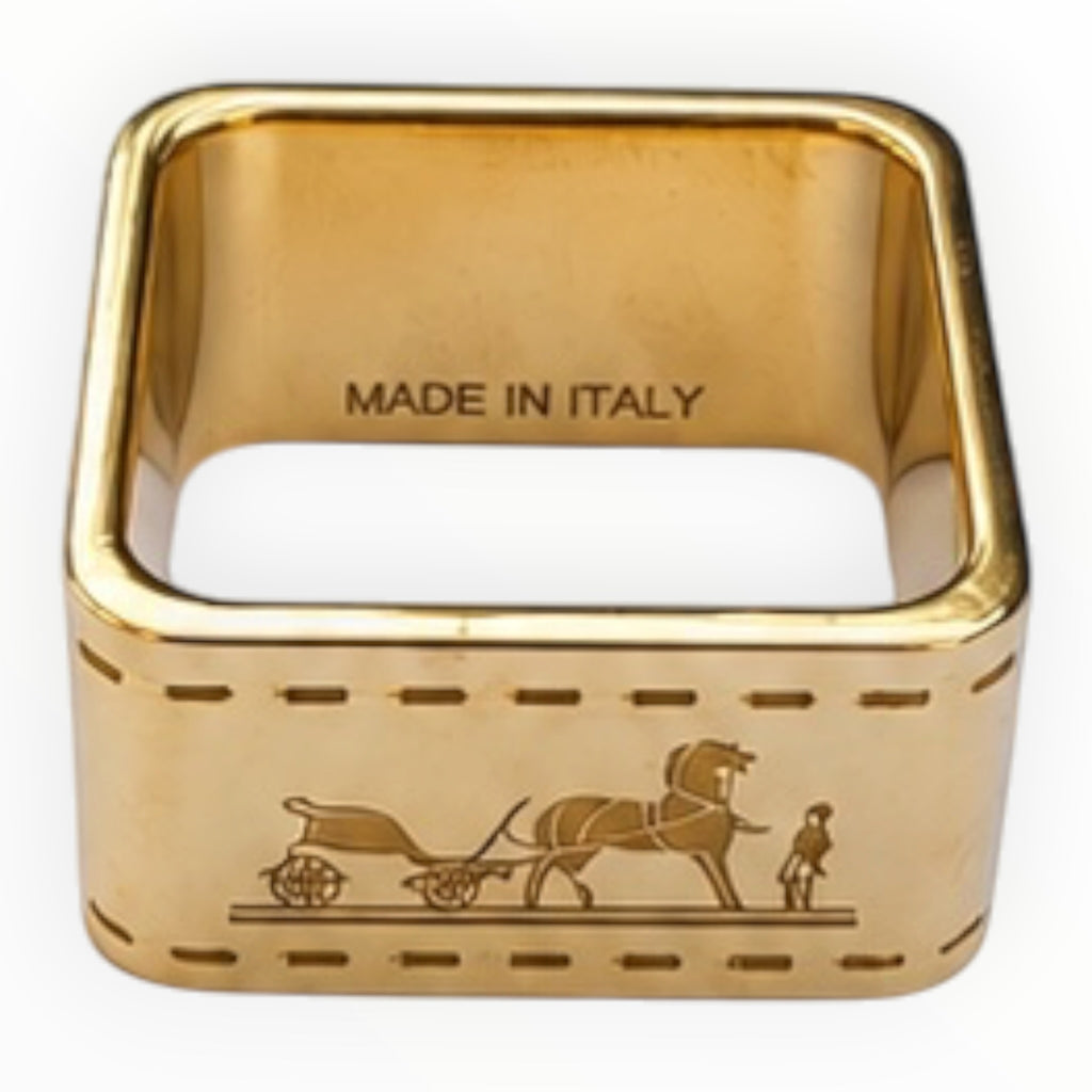 Hermès Bolduc Horse & Carriage Scarf Ring – Gold-Tone