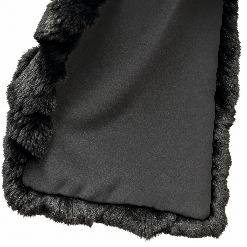 Chanel Black Genuine Fur Patchwork Stole with Silk Lining