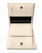 Chanel White Quilted Leather Compact Wallet with Silver-Tone CC Hardware