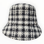 Chanel Black, White & Gray Tweed Bucket Hat with CC Logo