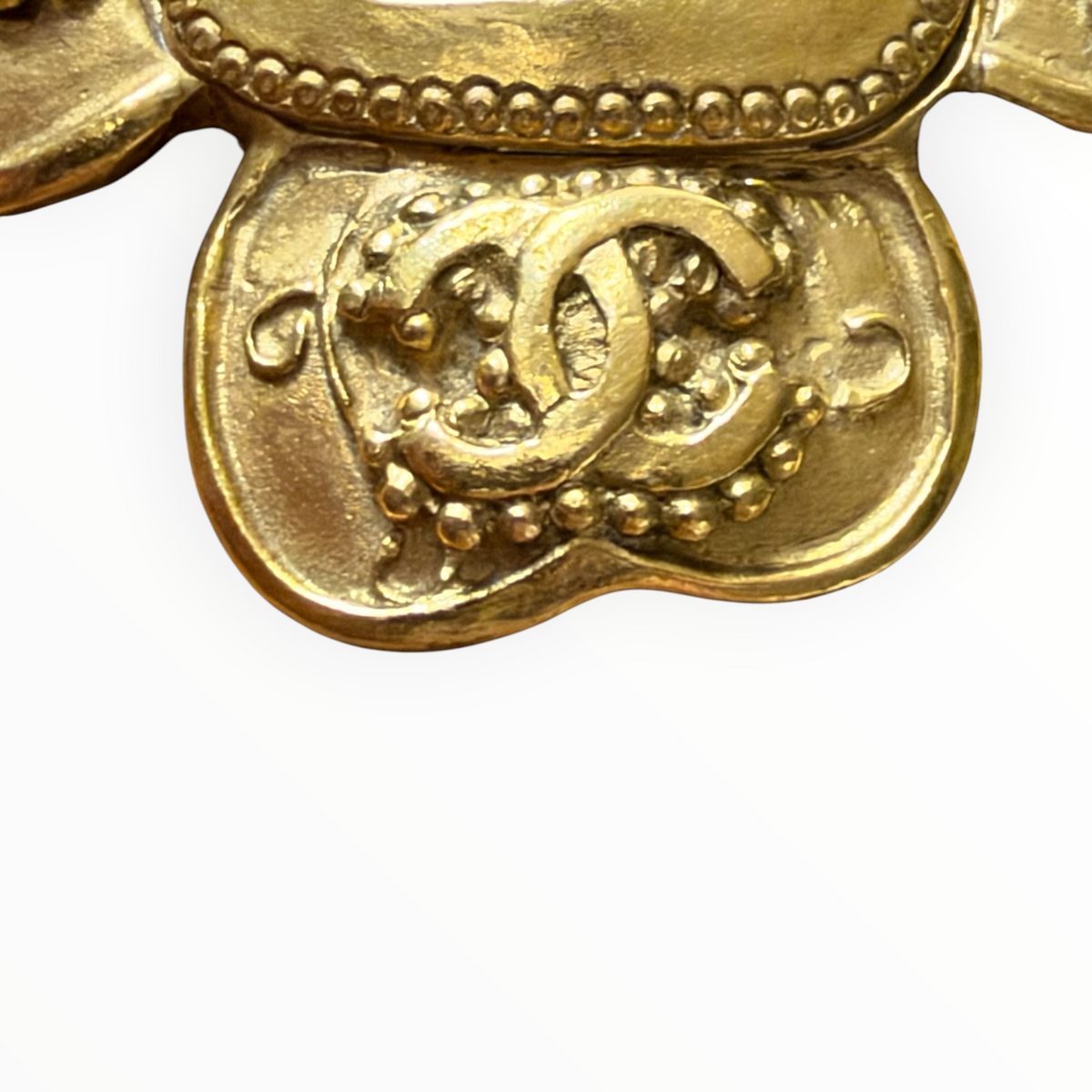 Chanel Vintage CC Clover Black Cabochon Brooch – 96A