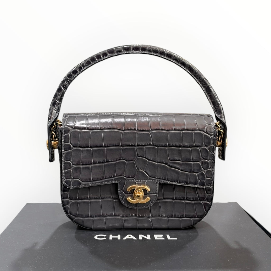 Chanel 2026 Metiers d'Art Croc Embossed Turn Around Mini Flap NIB