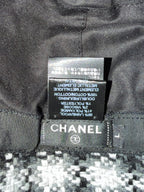 Chanel Black, White & Gray Tweed Bucket Hat with CC Logo