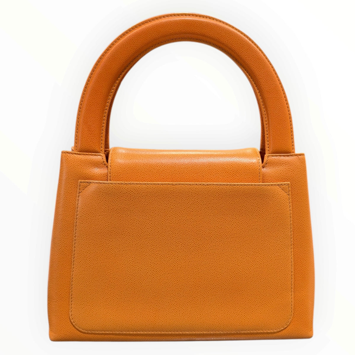 Chanel Rare Vintage Orange Caviar Leather Top Handle Bag