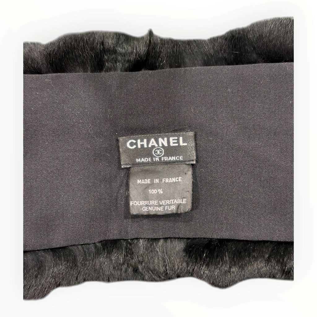 Chanel Black Genuine Fur Patchwork Stole with Silk Lining