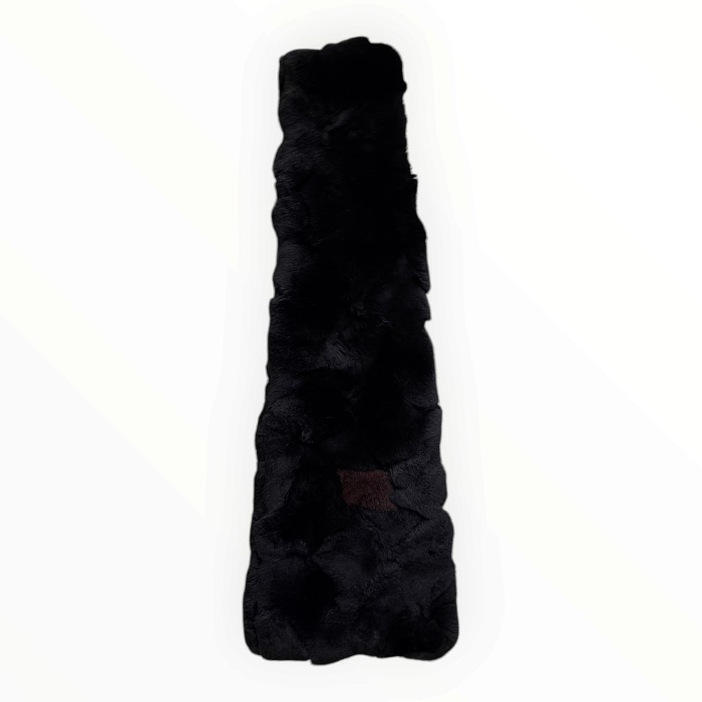 Chanel Black Genuine Fur Patchwork Stole with Silk Lining