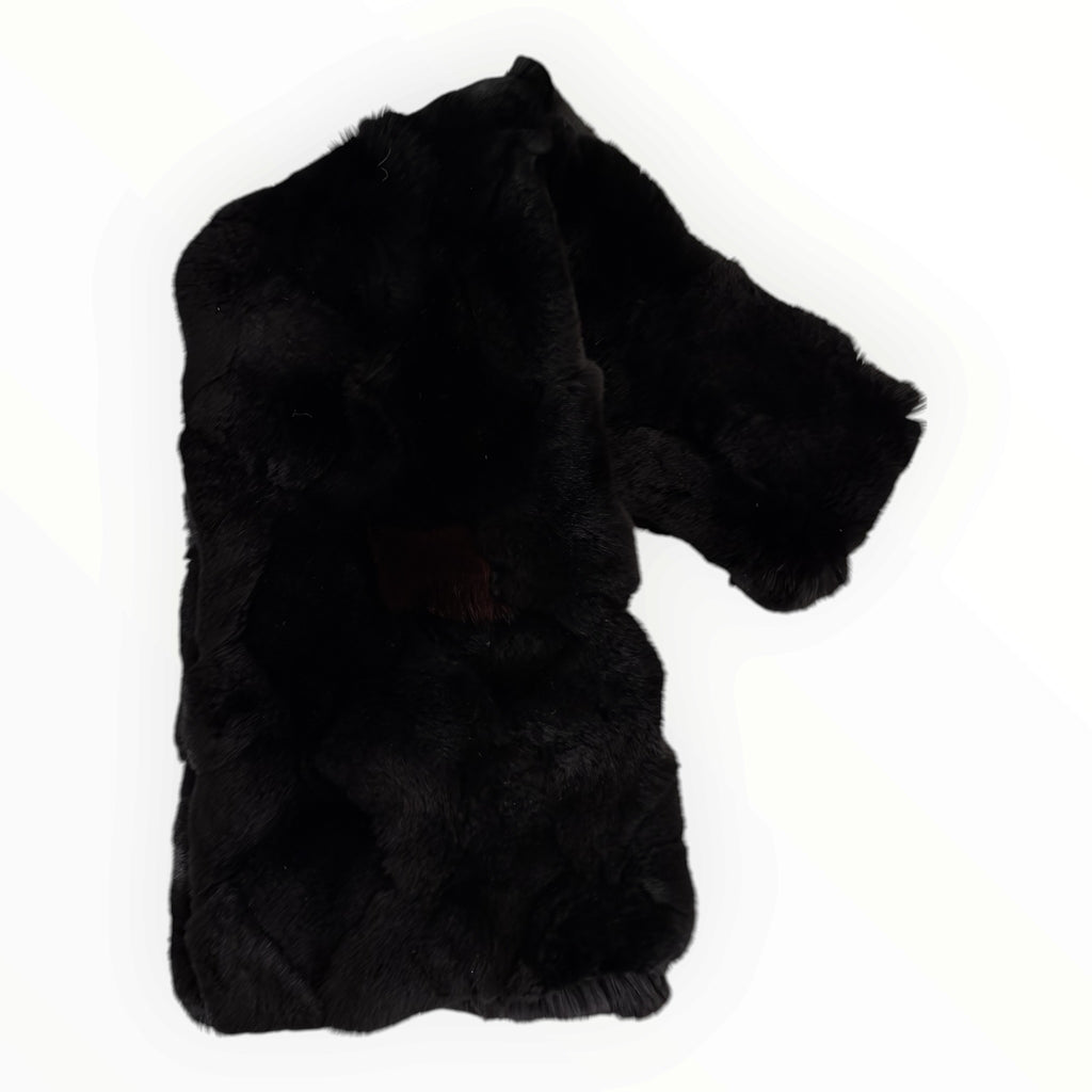 Chanel Black Genuine Fur Patchwork Stole with Silk Lining