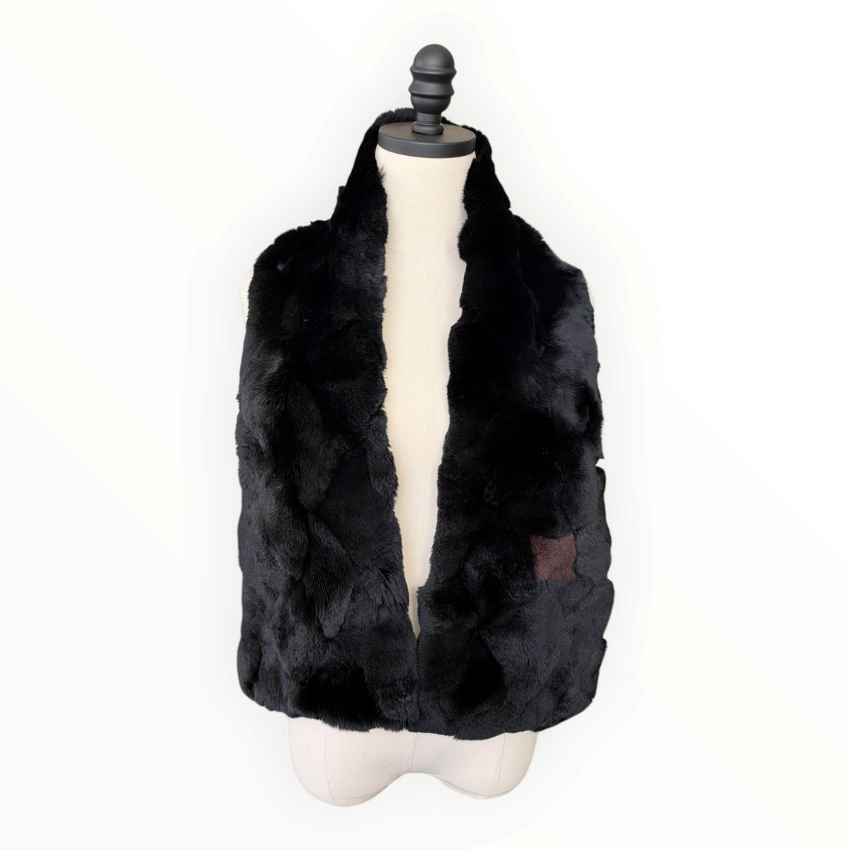 Chanel Black Genuine Fur Patchwork Stole with Silk Lining