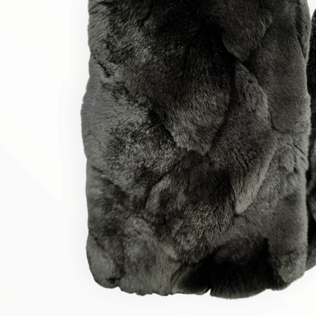 Chanel Black Genuine Fur Patchwork Stole with Silk Lining
