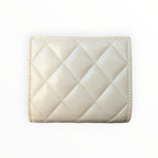 Chanel White Quilted Leather Compact Wallet with Silver-Tone CC Hardware