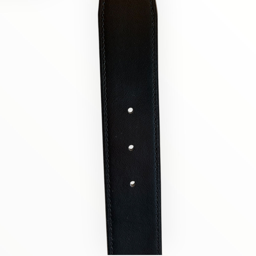 Hermès Reversible H Belt in Black Togo Leather with Matte Black Hardware – 90cm