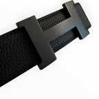 Hermès Reversible H Belt in Black Togo Leather with Matte Black Hardware – 90cm