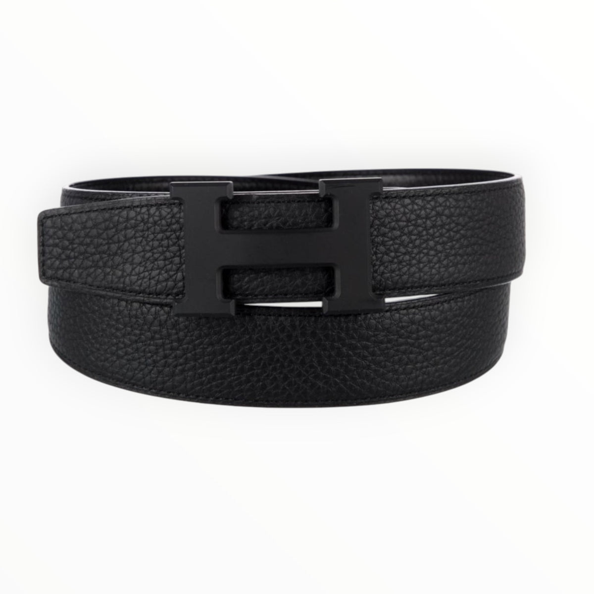 Hermès Reversible H Belt in Black Togo Leather with Matte Black Hardware – 90cm