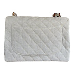 Vintage Chanel Quilted Linen Flap Bag with Tortoiseshell Resin Chain