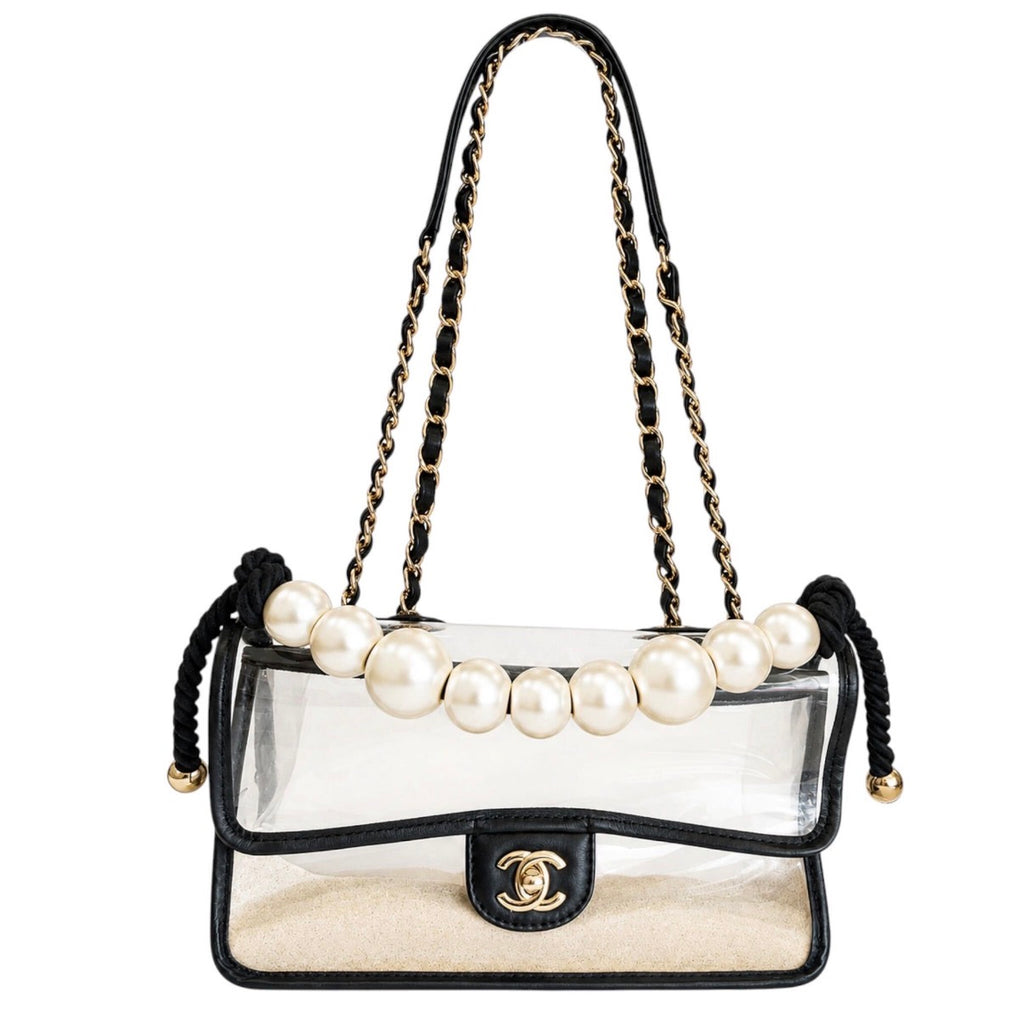Chanel 2019 Karl Lagerfeld “Sand By The Sea” Pearl PVC Flap Bag