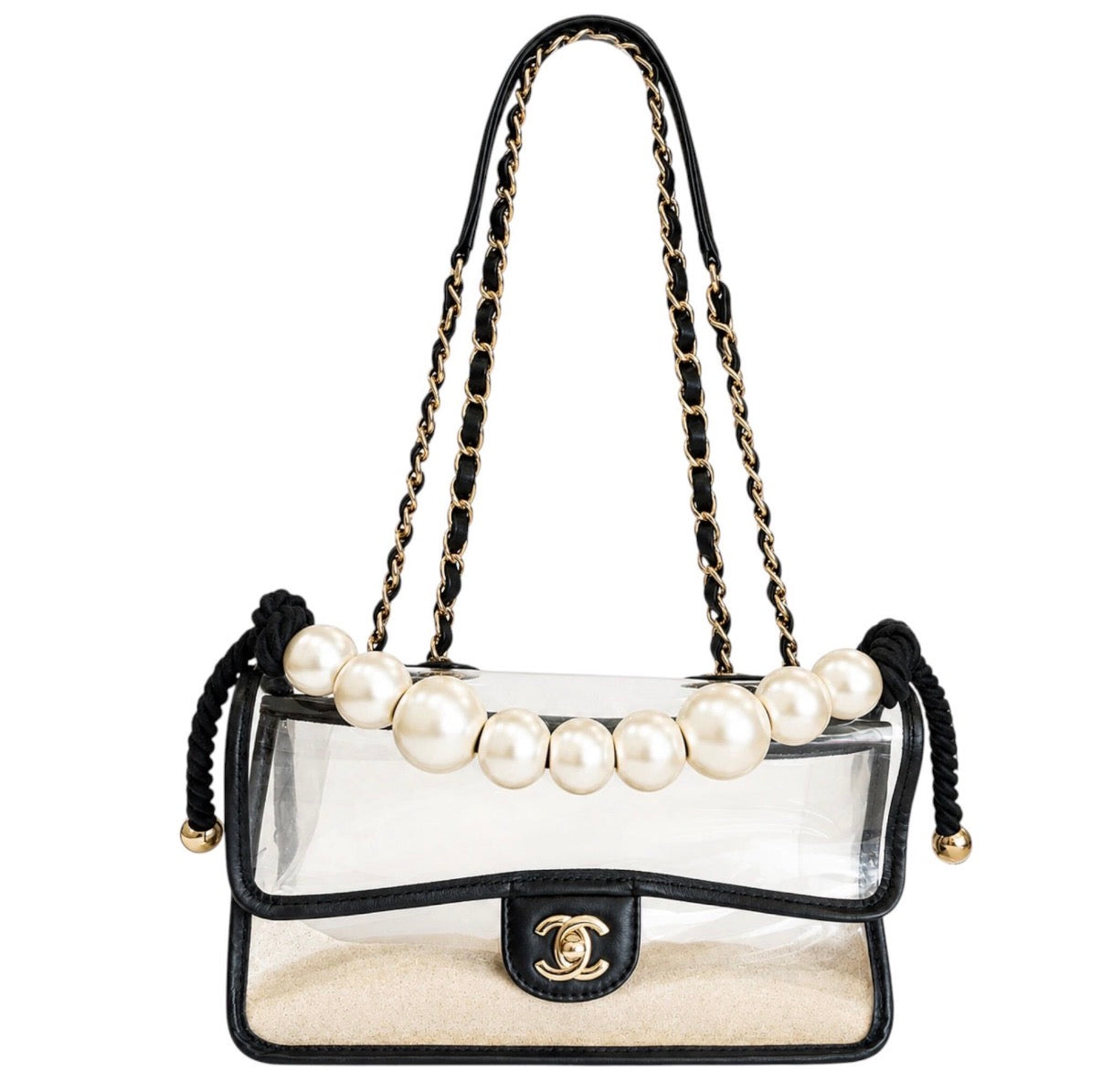 Chanel 2019 Karl Lagerfeld “Sand By The Sea” Pearl PVC Flap Bag