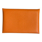 Hermès Calvi Card Holder in Orange Chèvre Mysore