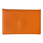 Hermès Calvi Card Holder in Orange Chèvre Mysore
