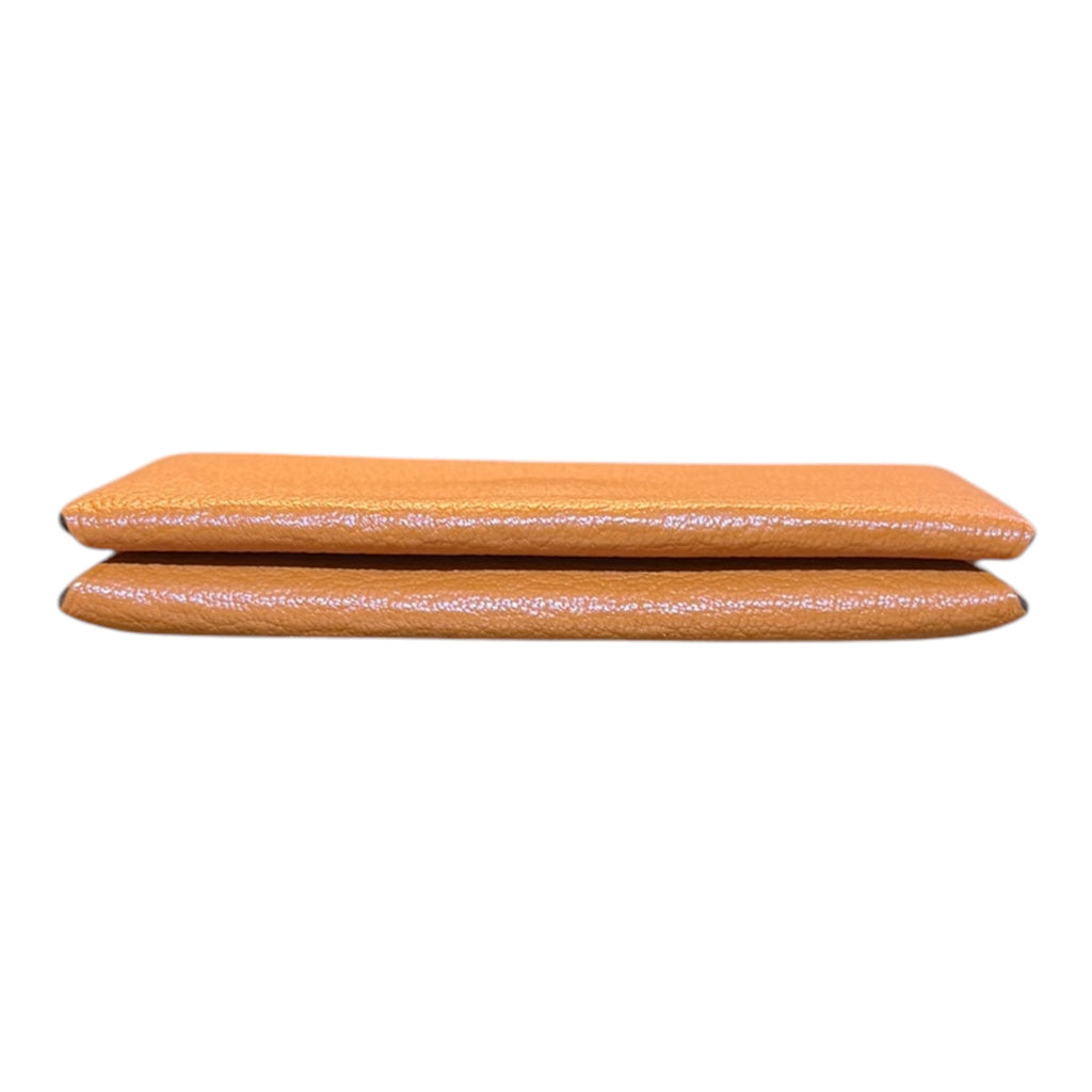 Hermès Calvi Card Holder in Orange Chèvre Mysore