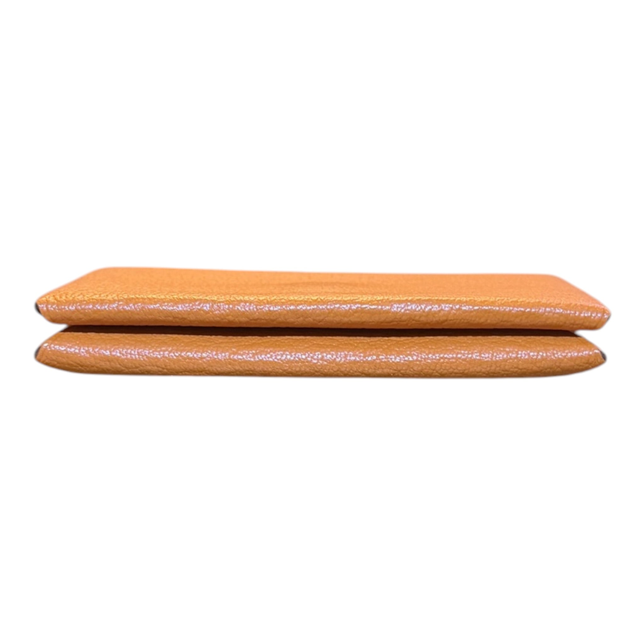 Hermès Calvi Card Holder in Orange Chèvre Mysore
