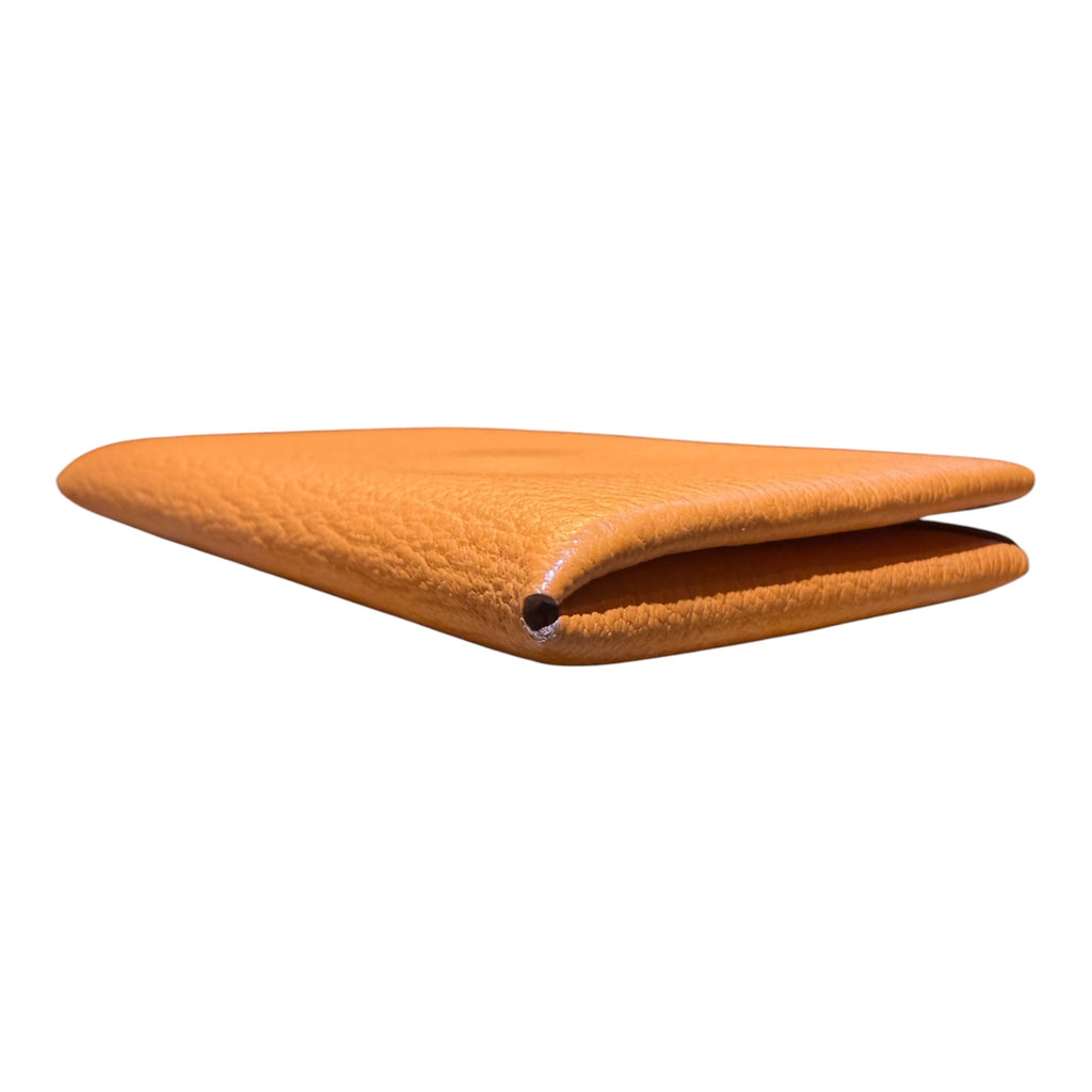 Hermès Calvi Card Holder in Orange Chèvre Mysore