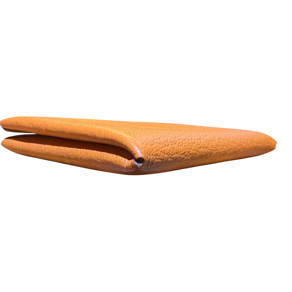 Hermès Calvi Card Holder in Orange Chèvre Mysore