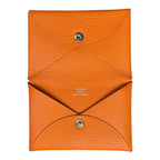 Hermès Calvi Card Holder in Orange Chèvre Mysore