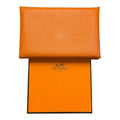 Hermès Calvi Card Holder in Orange Chèvre Mysore
