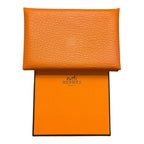 Hermès Calvi Card Holder in Orange Chèvre Mysore
