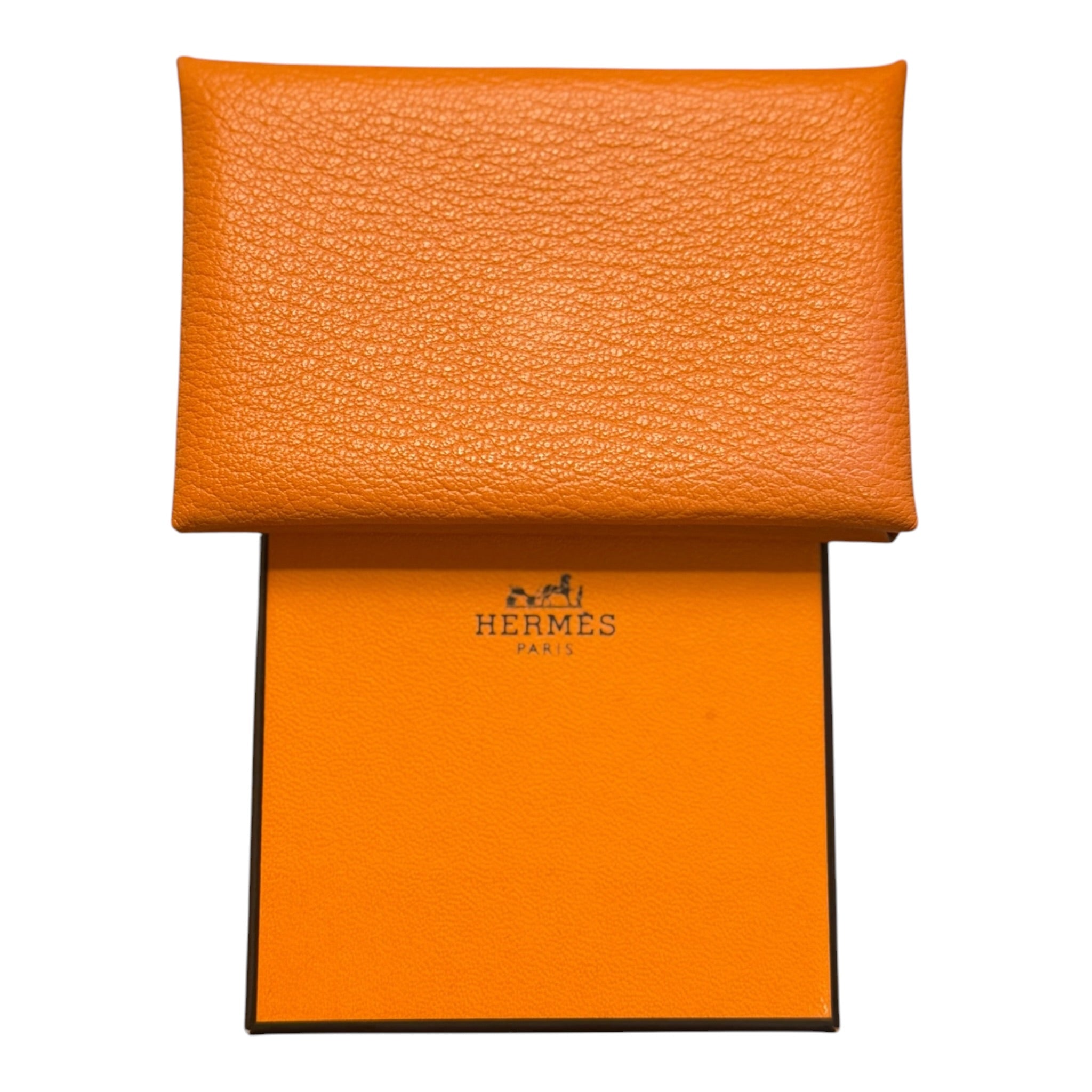 Hermès Calvi Card Holder in Orange Chèvre Mysore