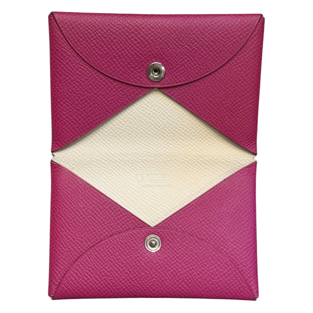 Hermès Special Order Calvi Card Holder – Rose Pourpre & Craie Epsom Leather