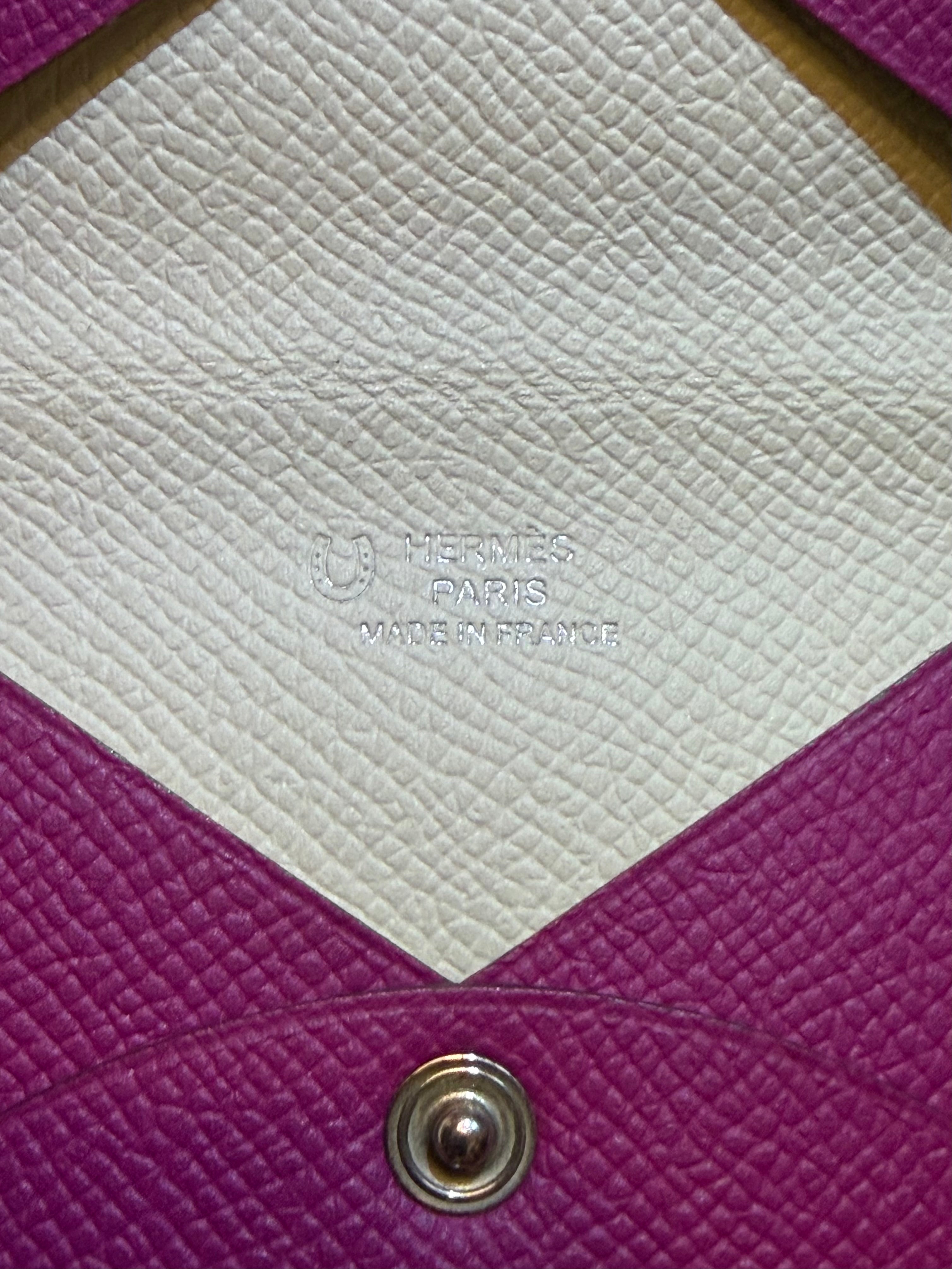 Hermès Special Order Calvi Card Holder – Rose Pourpre & Craie Epsom Leather