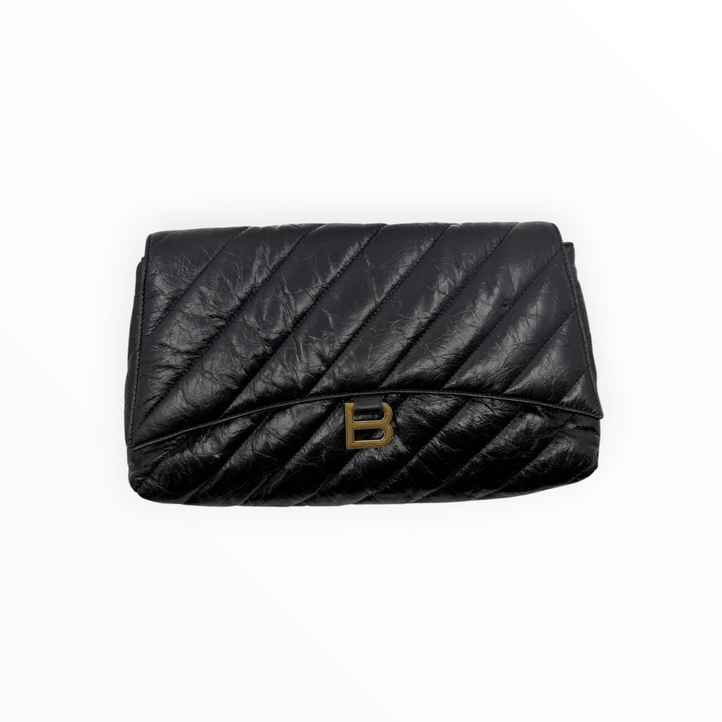 Quilted Black Leather Clutch