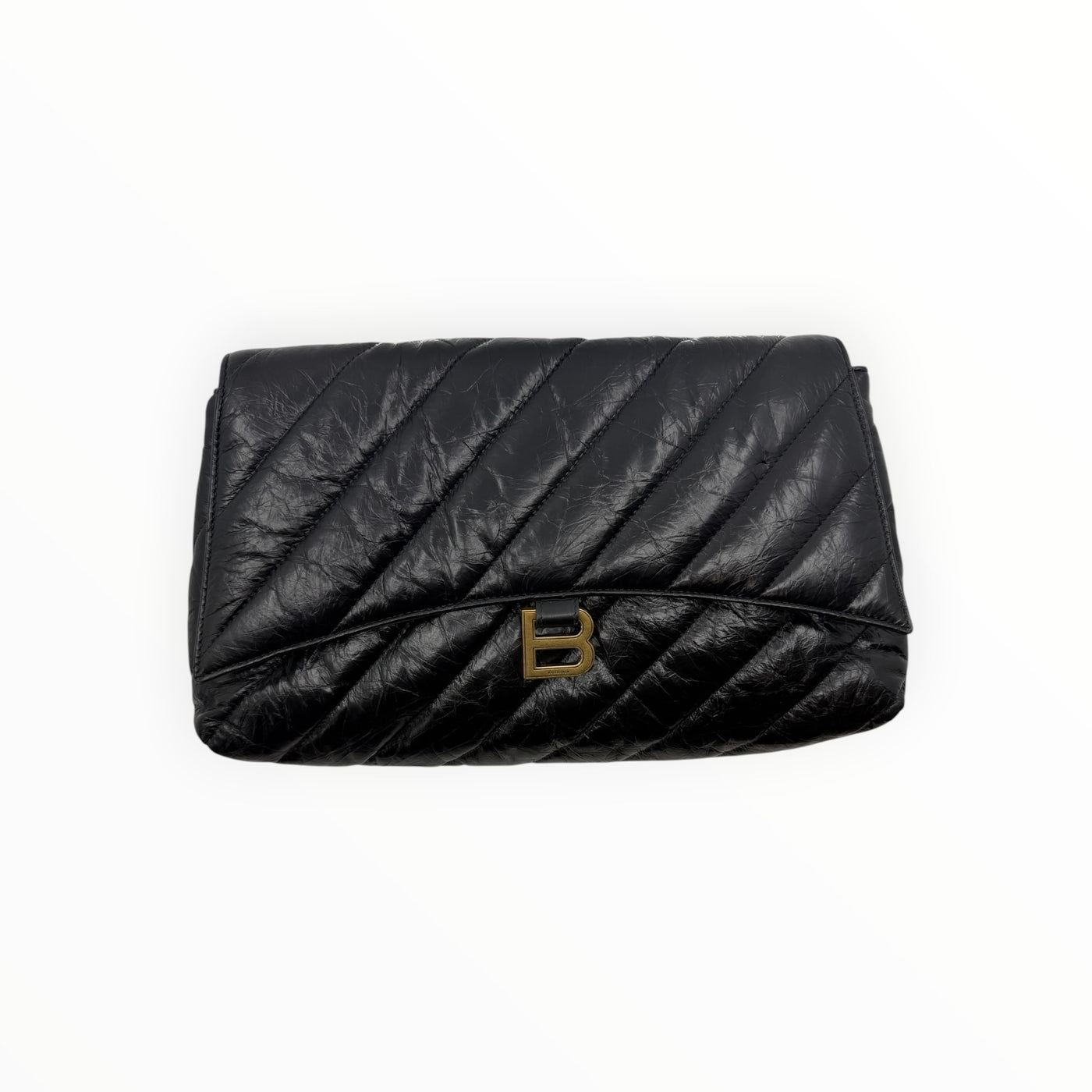 Quilted Black Leather Clutch