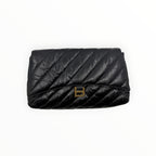 Quilted Black Leather Clutch