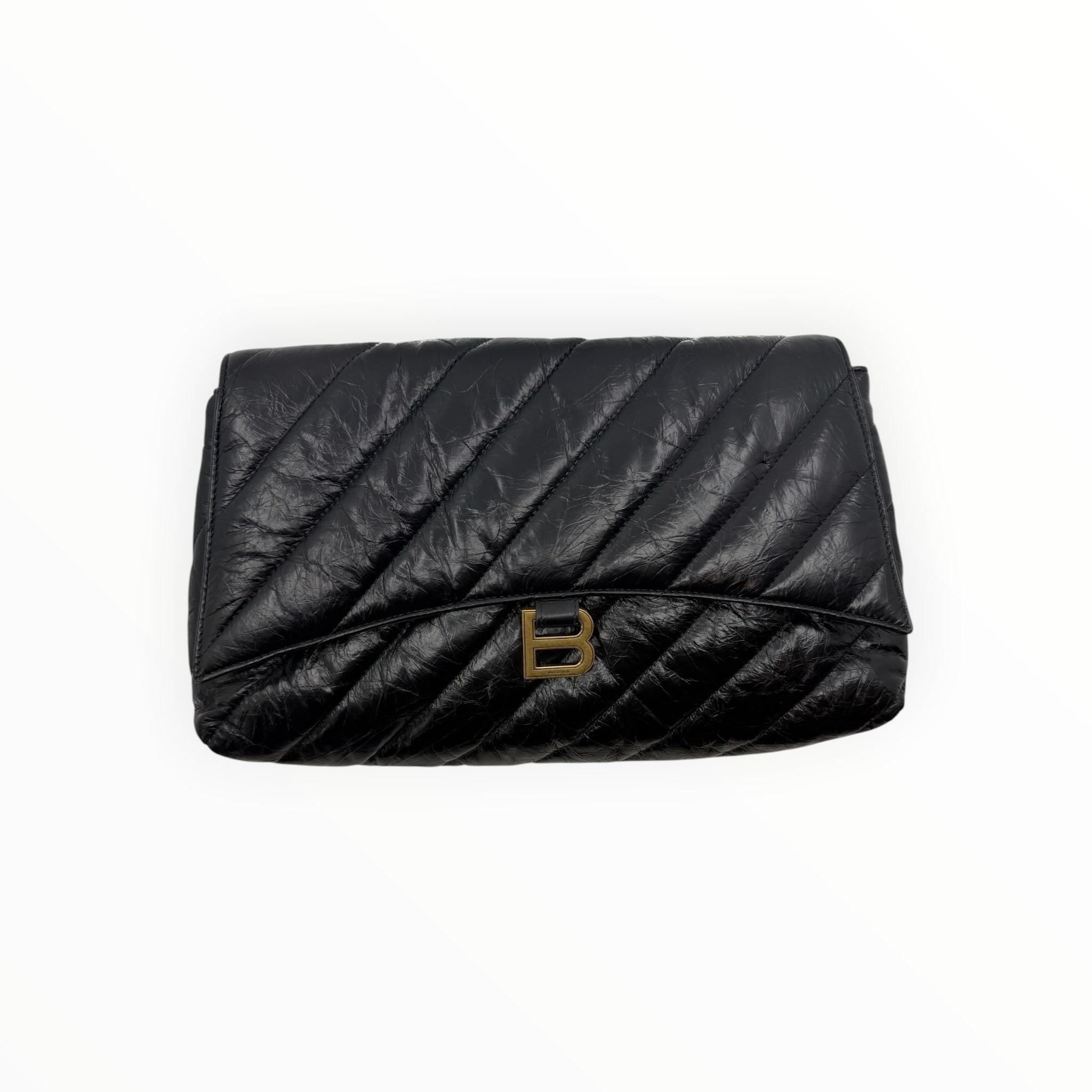 Quilted Black Leather Clutch