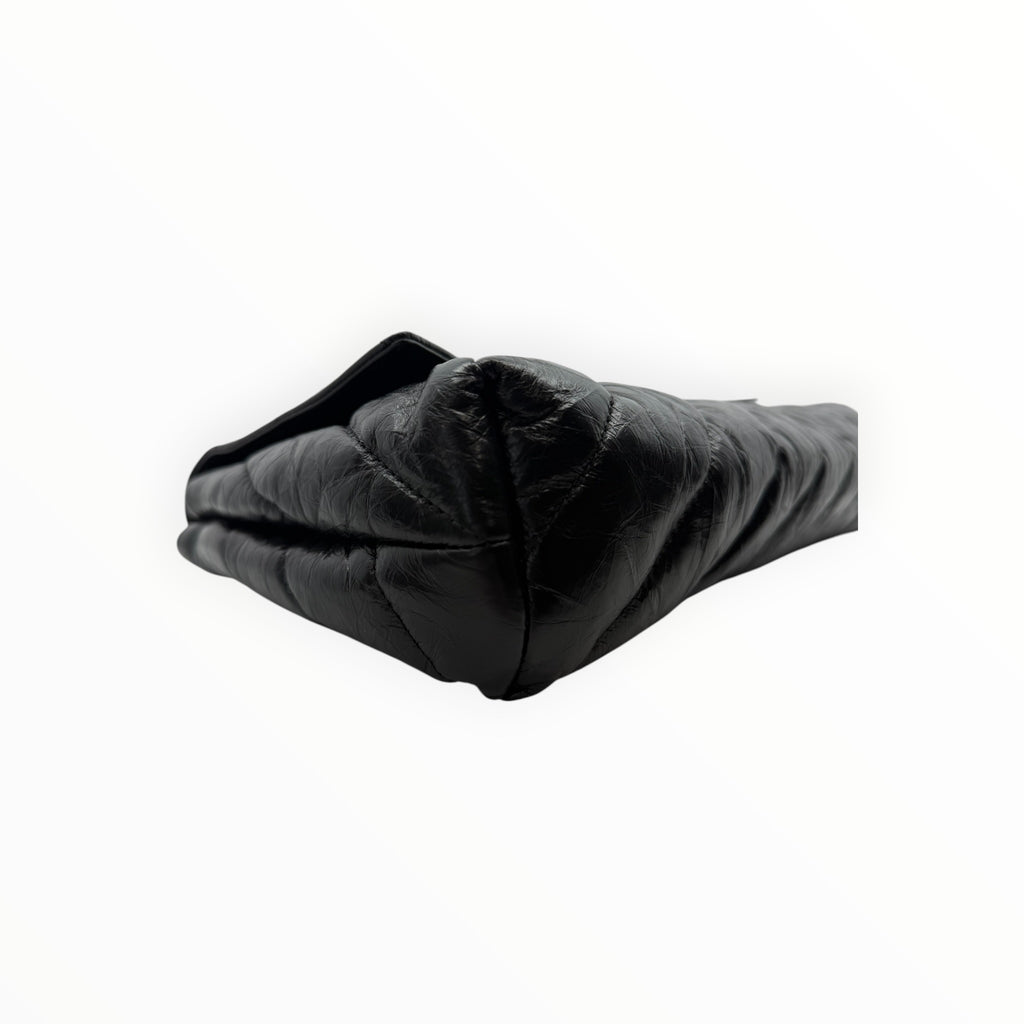 Quilted Black Leather Clutch