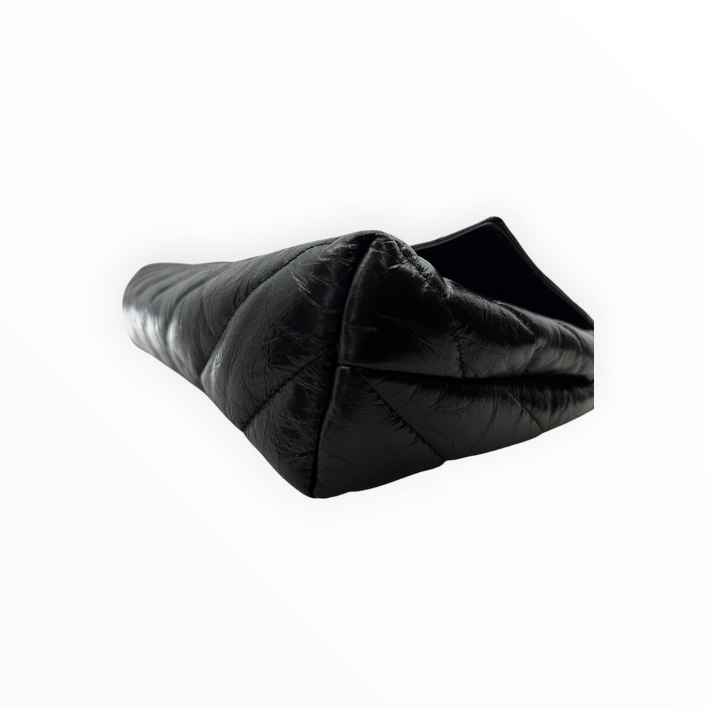 Quilted Black Leather Clutch