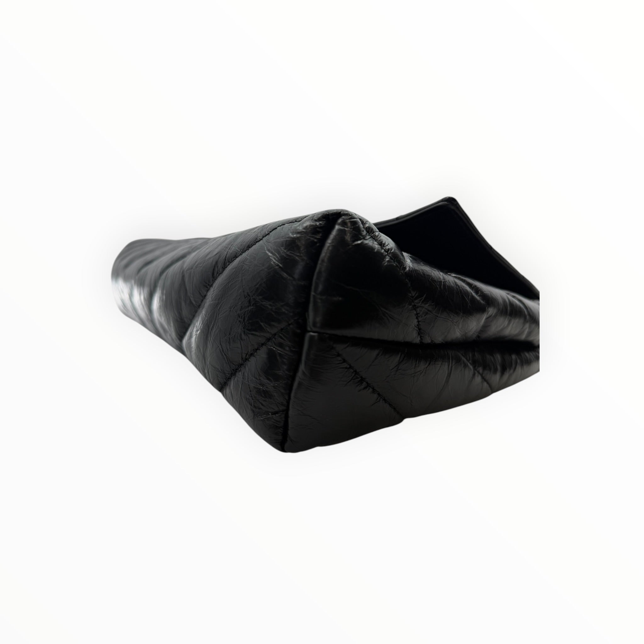Quilted Black Leather Clutch