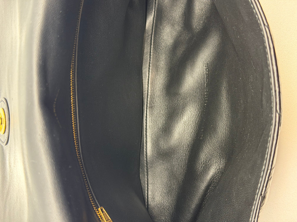 Quilted Black Leather Clutch