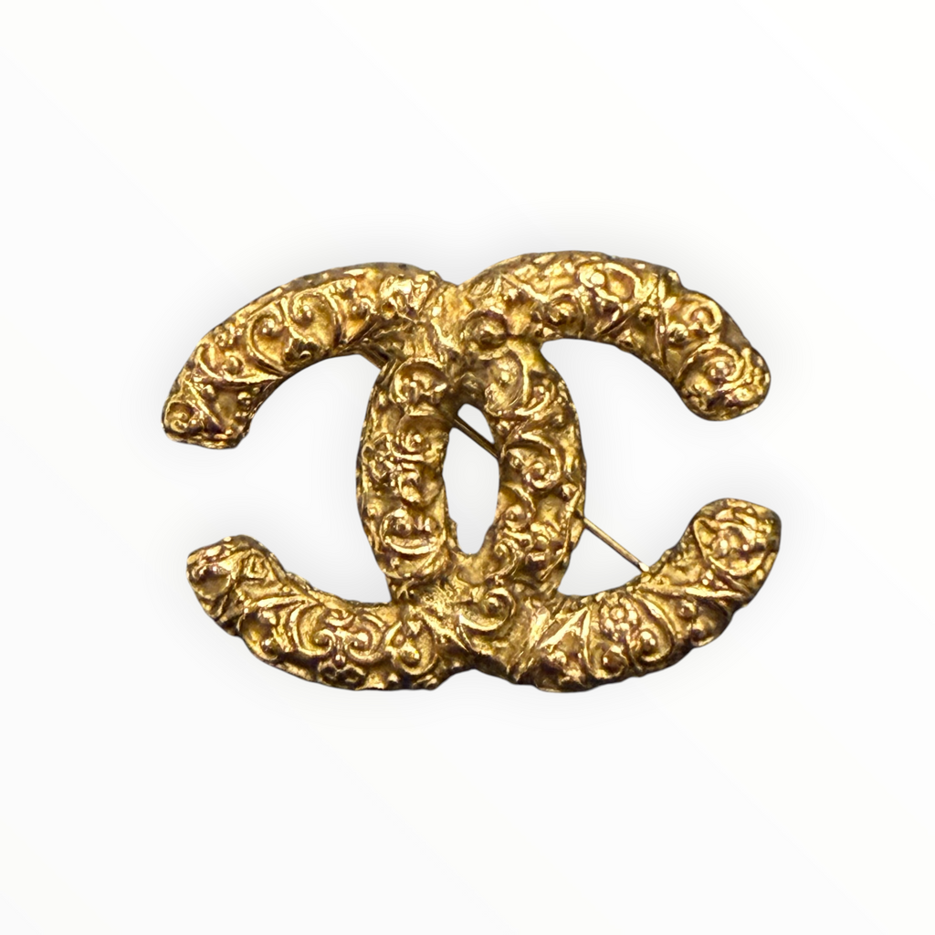 Chanel Vintage Baroque Scroll CC Brooch 95A