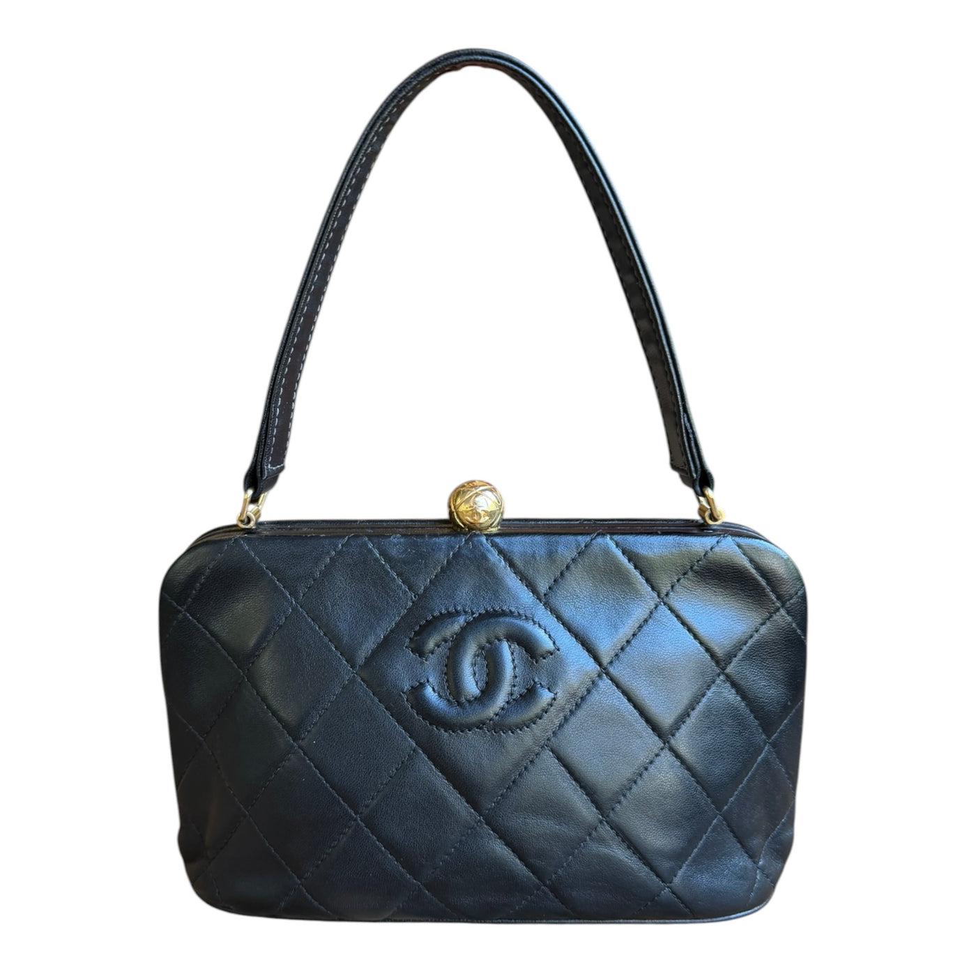 Vintage Lambskin Quilted Kisslock Top Handle