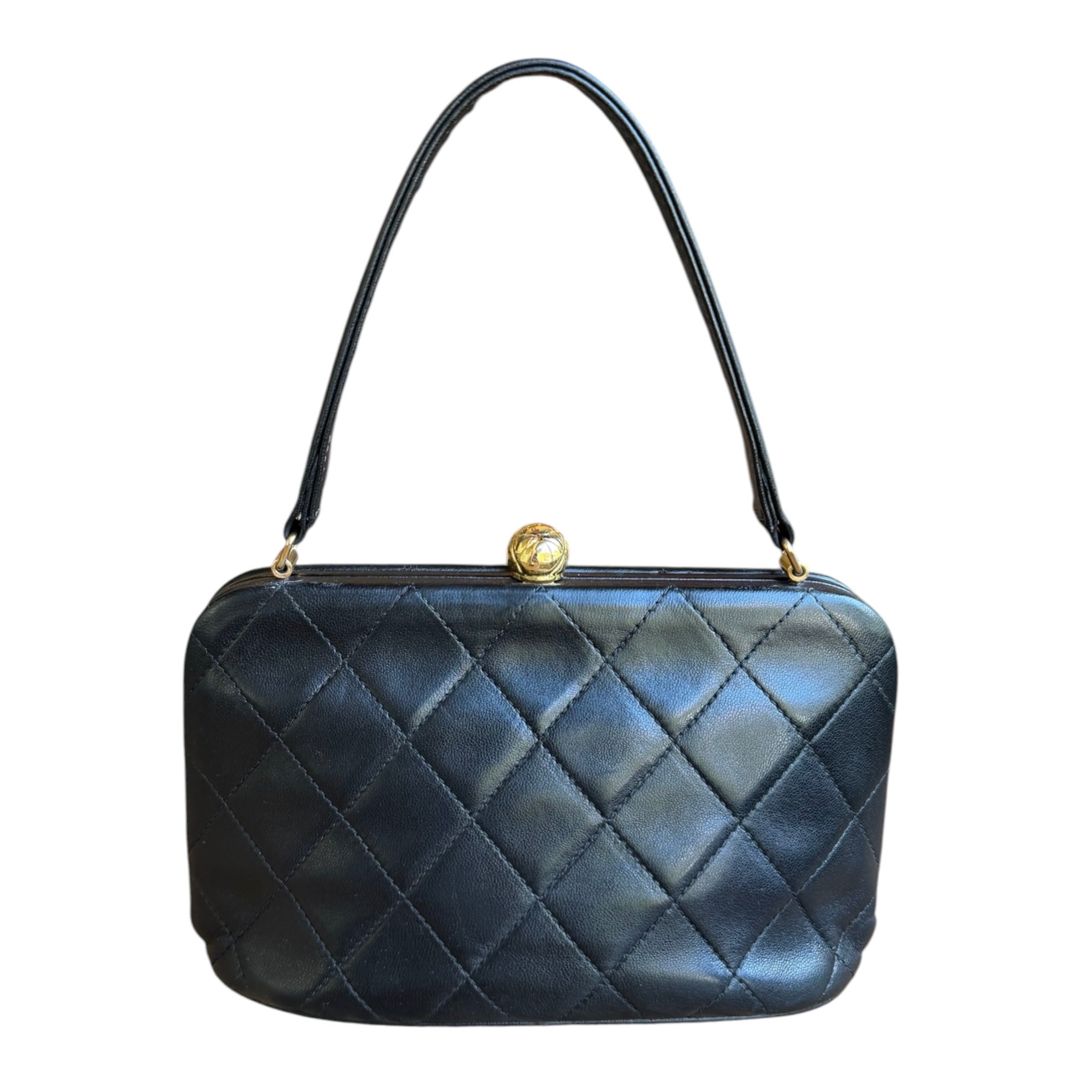 Vintage Lambskin Quilted Kisslock Top Handle