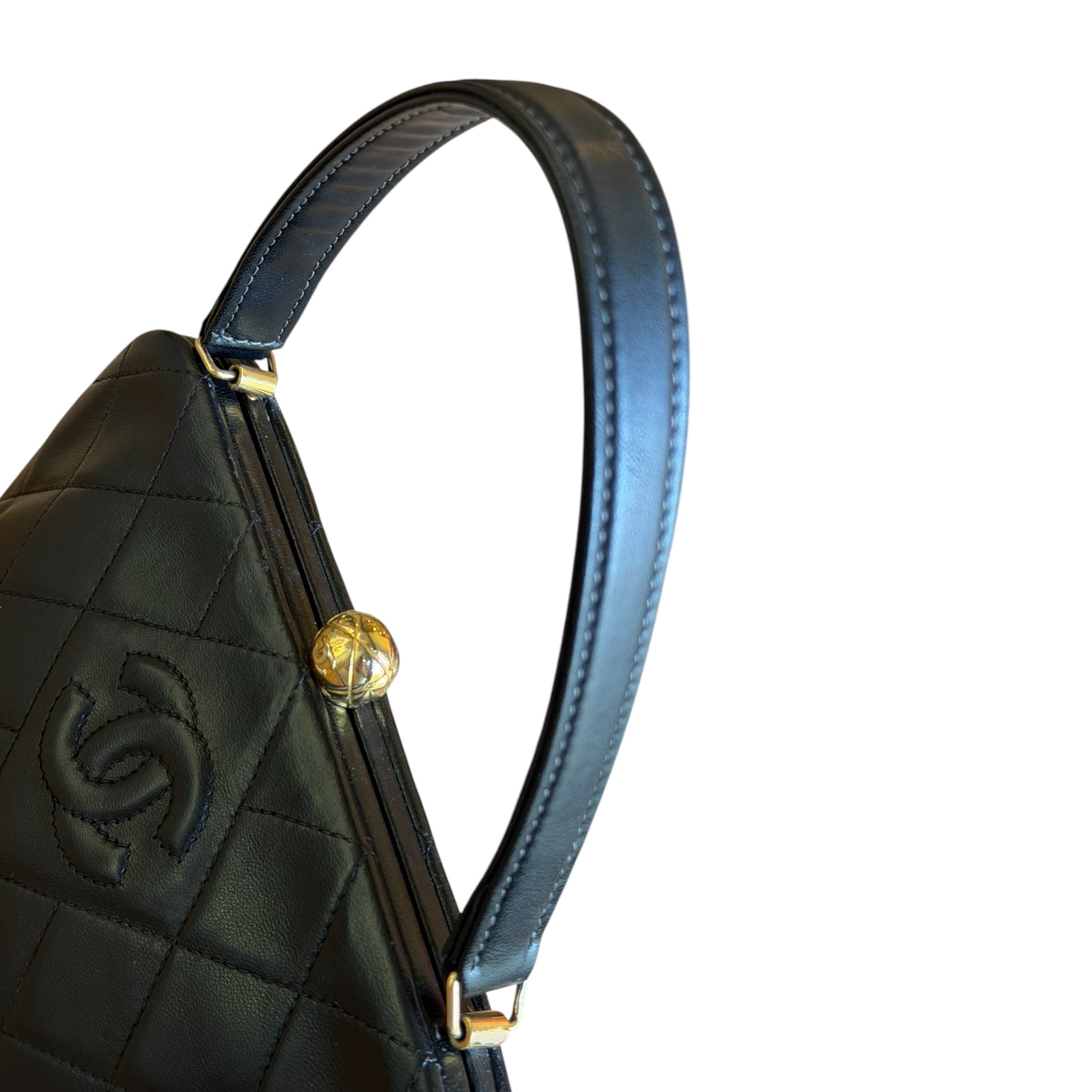 Vintage Lambskin Quilted Kisslock Top Handle